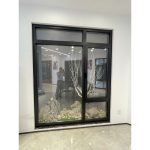Double glazed black aluminum tilt turn window with magnetic blinds