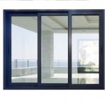 Heavy duty wooden grain aluminum double glazed sliding door with mosquito net