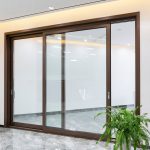 Modern balcony exterior black aluminum glass sliding door