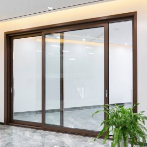 Modern balcony exterior black aluminum glass sliding door