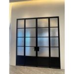 Kitchen bathroom Interior aluminum hinged door with frosted glass
